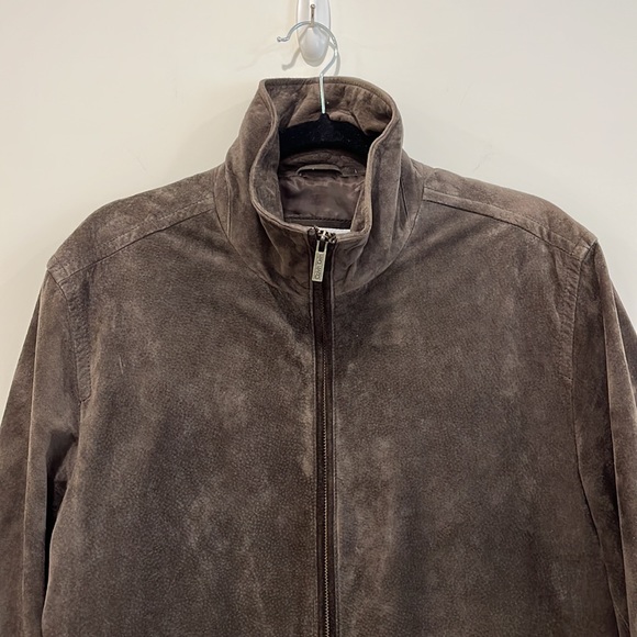 Calvin Klein brown suede leather jacket - Picture 2 of 7